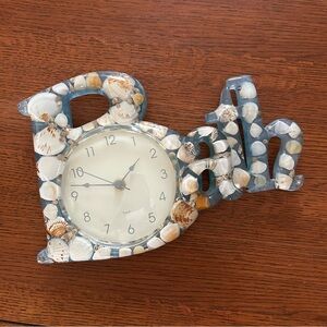 Vintage Kirch Blue Lucite Acrylic Bath Clock Sea Shells Tested Works